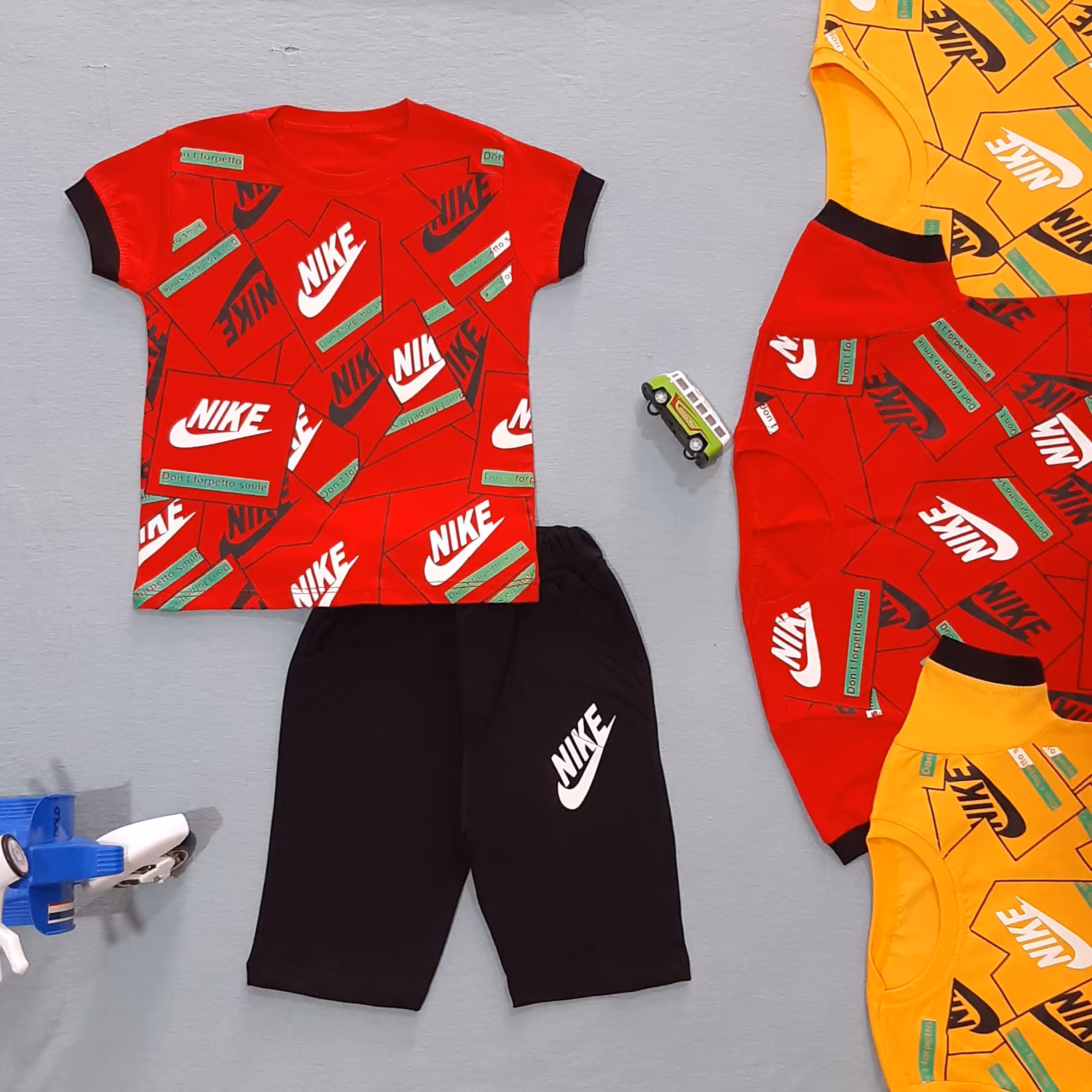 ست تیشرت و شلوارک اسپورت پسرانه و دخترانه نایک سایز 40 45 50 پارچه پنبه سوپر اعلا تیشرت شورت تیشرت شلوارک 1 تا 7 سال