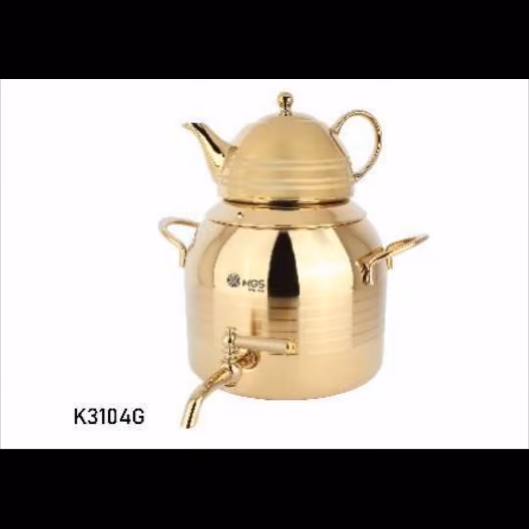 کتری و قوری استیل تمام طلایی برند MGS کد 3104G
