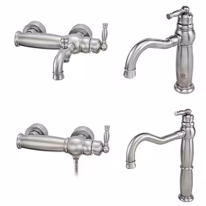 ست 4 تکه شیرالات قهرمان مدل آنتیک کروم مات