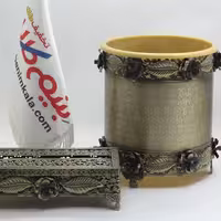 سطل و دستمال گلدار دیانا رنگ آنتیک 