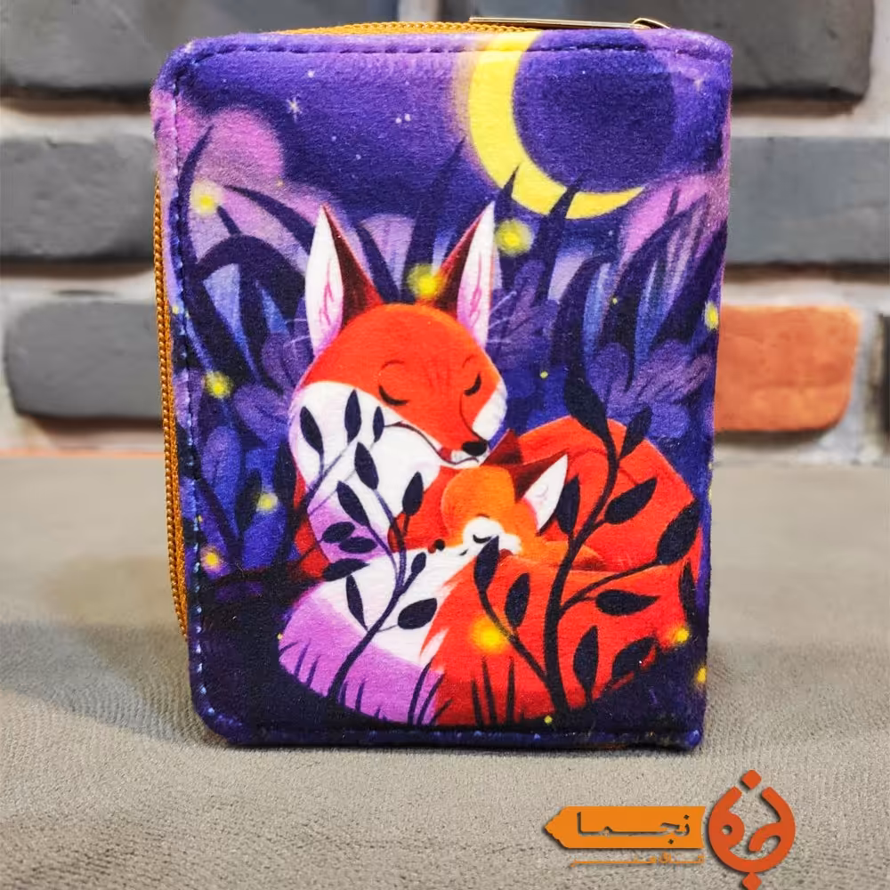 کیف پول کتی دور زیپ  طرح روباه کد DCZ13