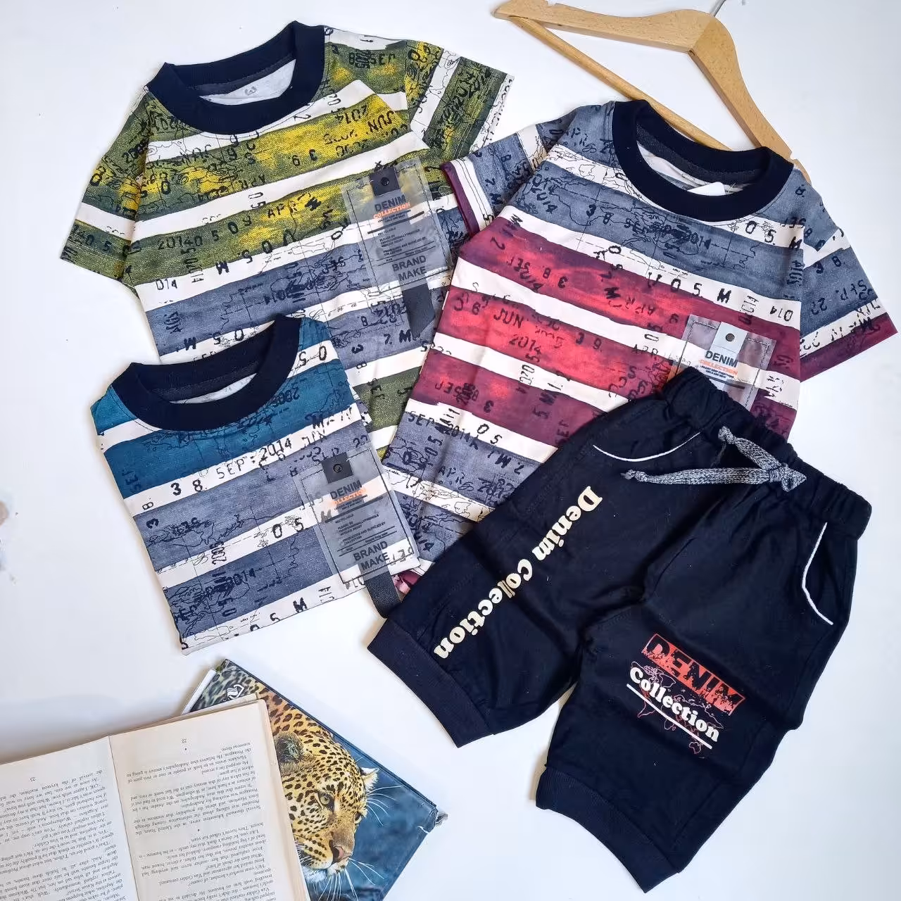 ست تیشرت شلوارک پسرانه کیفیت تضمینی جنس نخ پنبه در 3 رنگ جذاب و خوشگل مناسب حدود سنی 1 تا 6 سال 