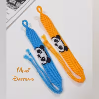 دستبند طرح پاندا دستبافت (دونه ای)  رنگ بندی دلخواه - اکسسوری مهری