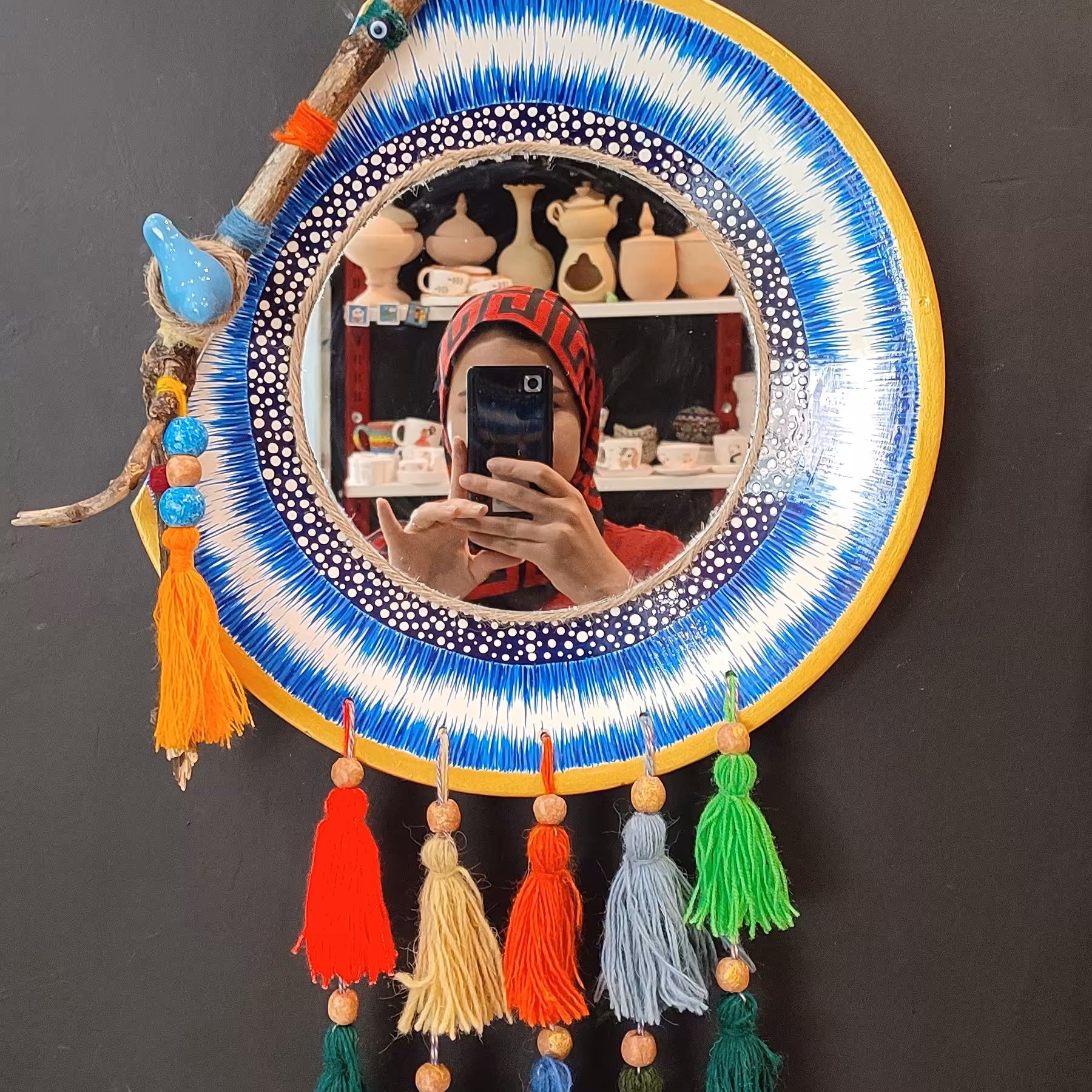 آیینه  سفالی طرح چشم نظر