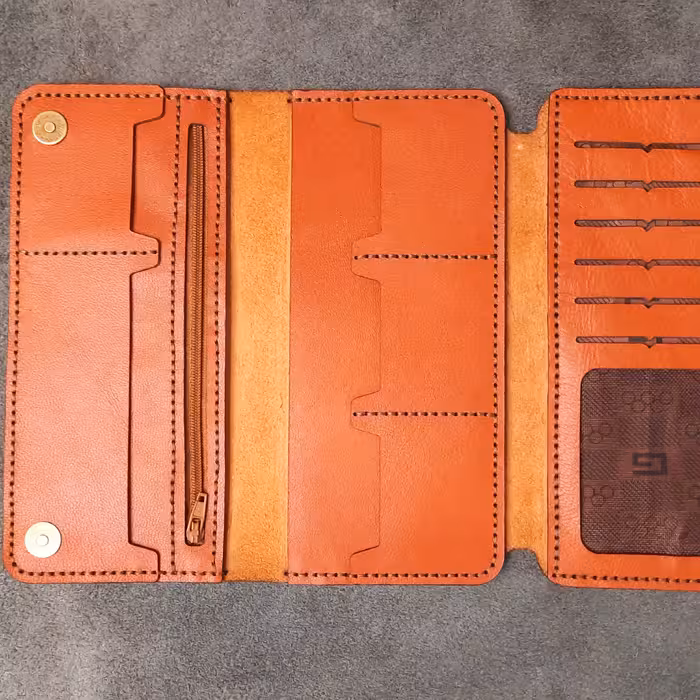 کیف پول چرم طبیعی دستدوز طرح سلما