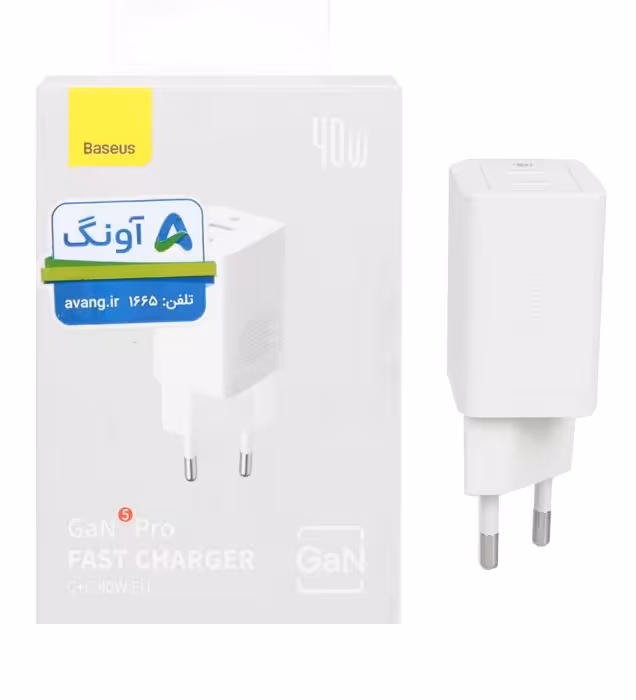 شارژر دیواری باسئوس 40 وات مدل CCGP180102 (دو پورت)