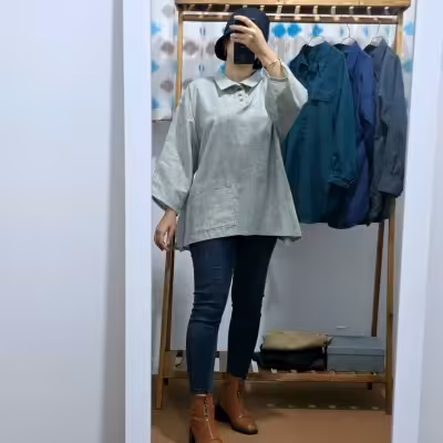 شومیز لینن زنانه سایز فری تا 46