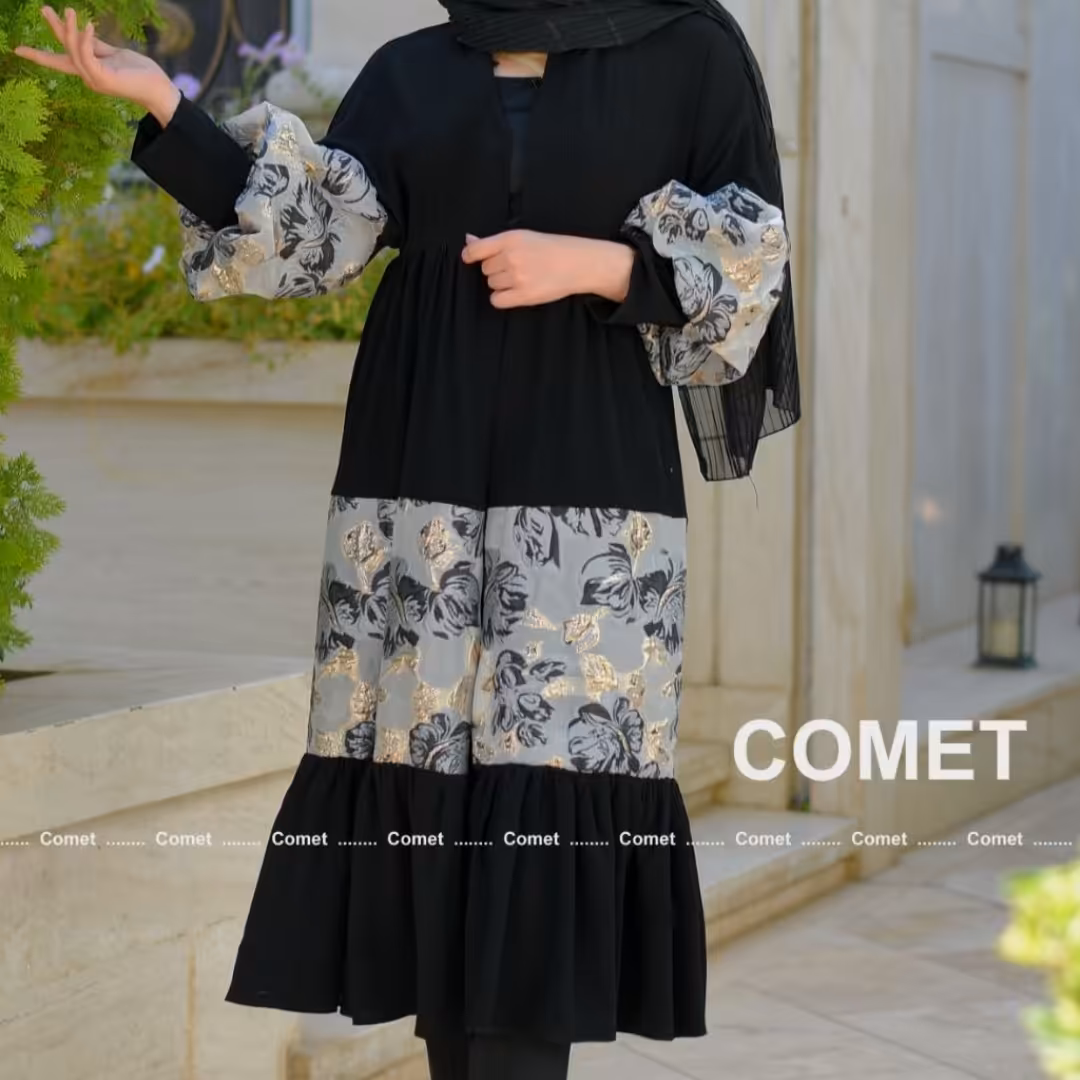 مانتو زنانه ترکیب کریشه اندونزی و ژاکارد ترک سایز یک و دو در دو طرح ارسال رایگان