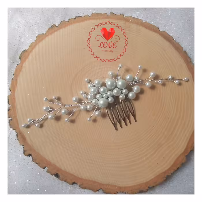 شونه شنیون مرواریدی سفید ساده