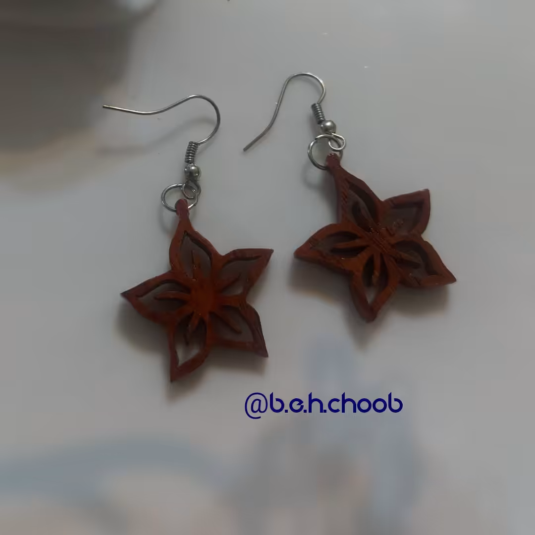 گوشواره چوبی طرح گل