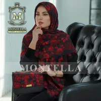 ست کیف وروسری   مشکی گل قرمز  