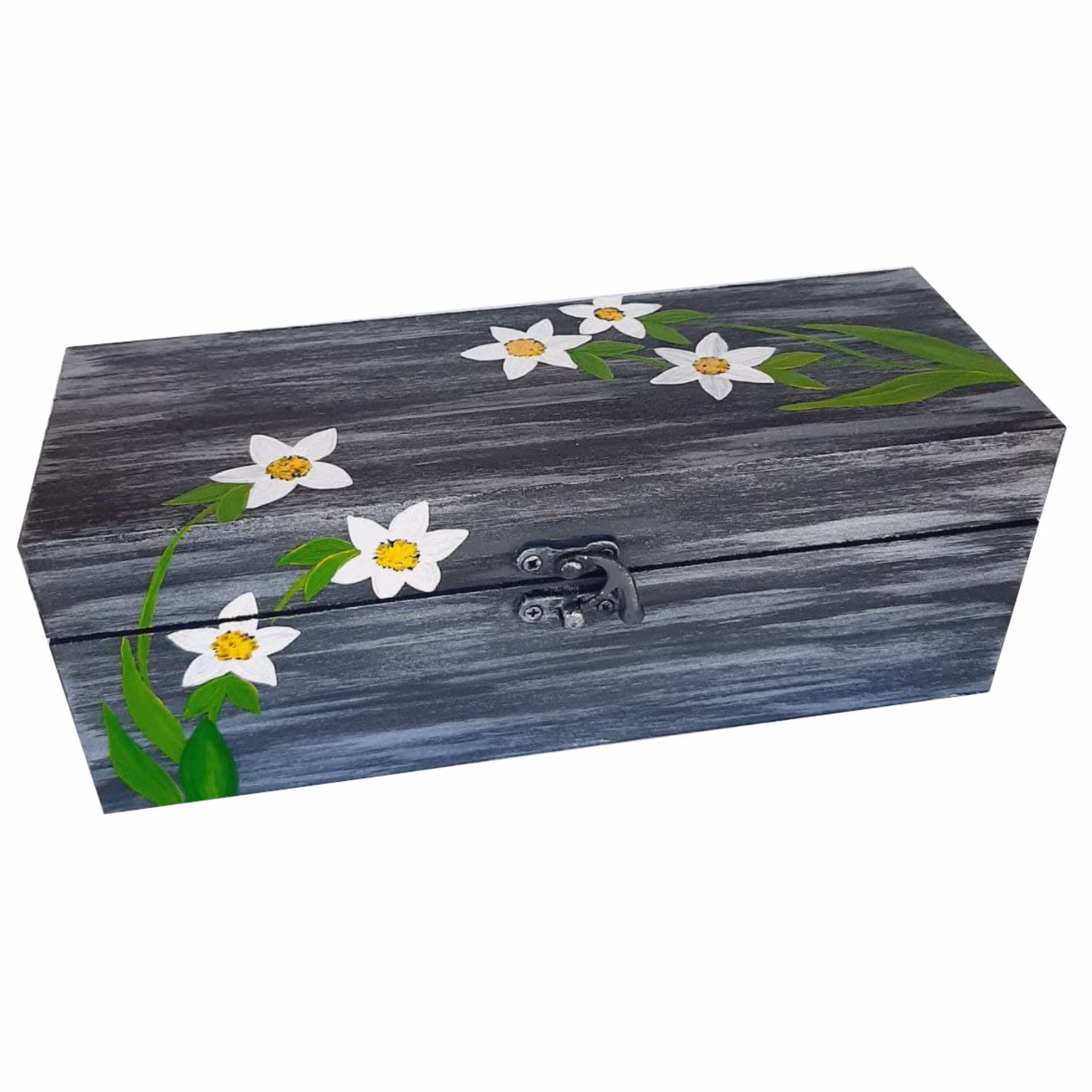 جعبه هدیه چوبی مدل سنتی طرح گل نقاشی کد SB16
