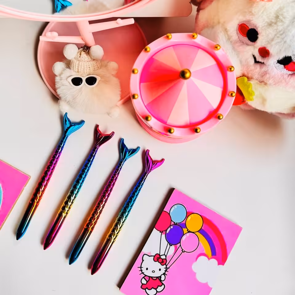 روان نویس طرح پری دریایی کیوت فانتزی دخترانه  پررنگ و زیبا لوازم التحریر گوگولی خودکار