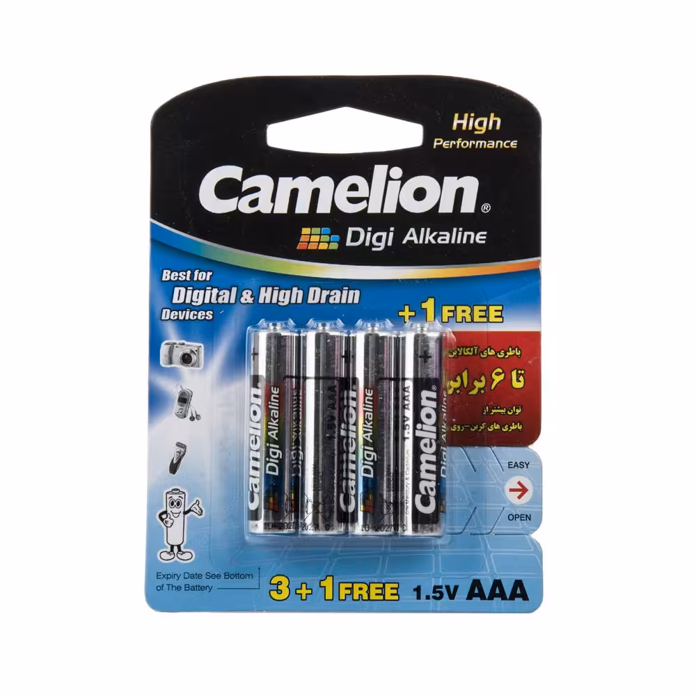 باتری نیم قلم کملیون آلکالاین CAMELION Digi Alkaline LR03-BP4DG AAA بسته (1 3) عددی