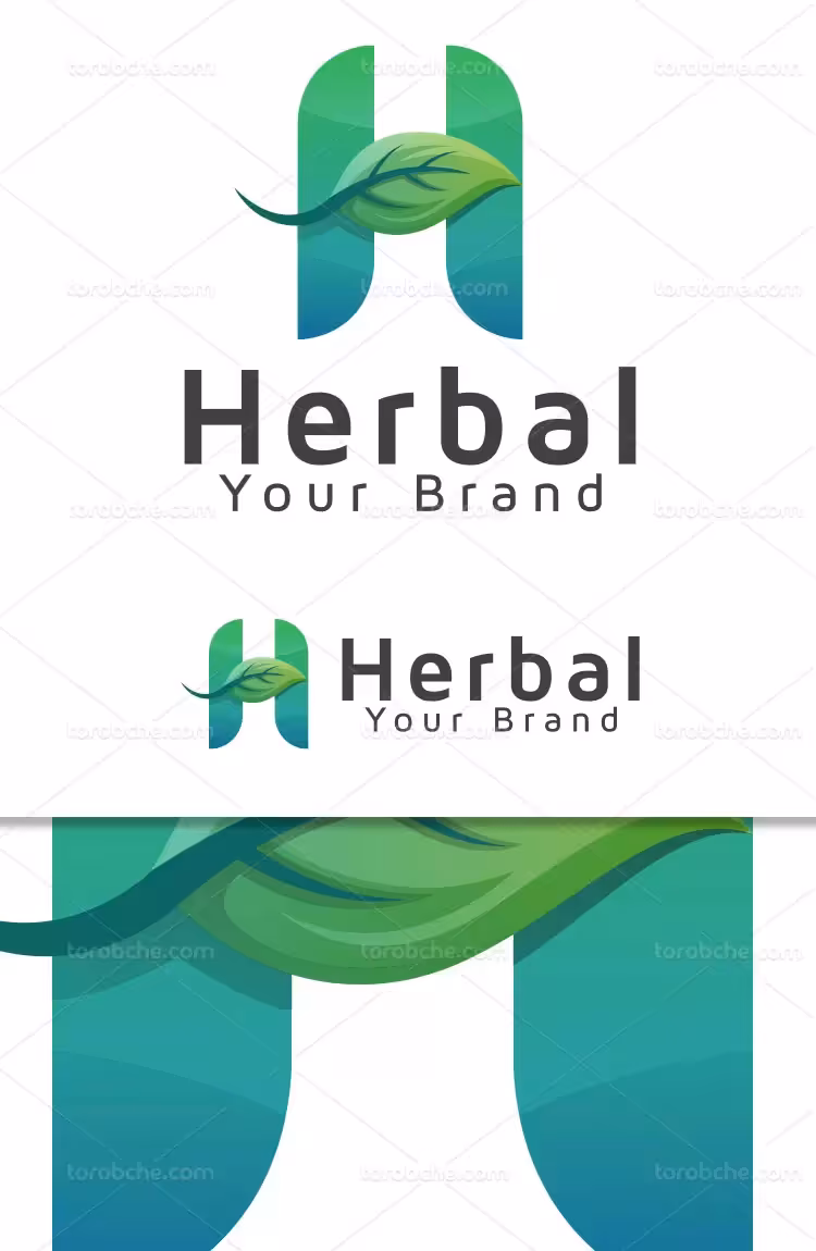 وکتور لوگو طب سنتی سبز | گرافیک با طعم تربچه