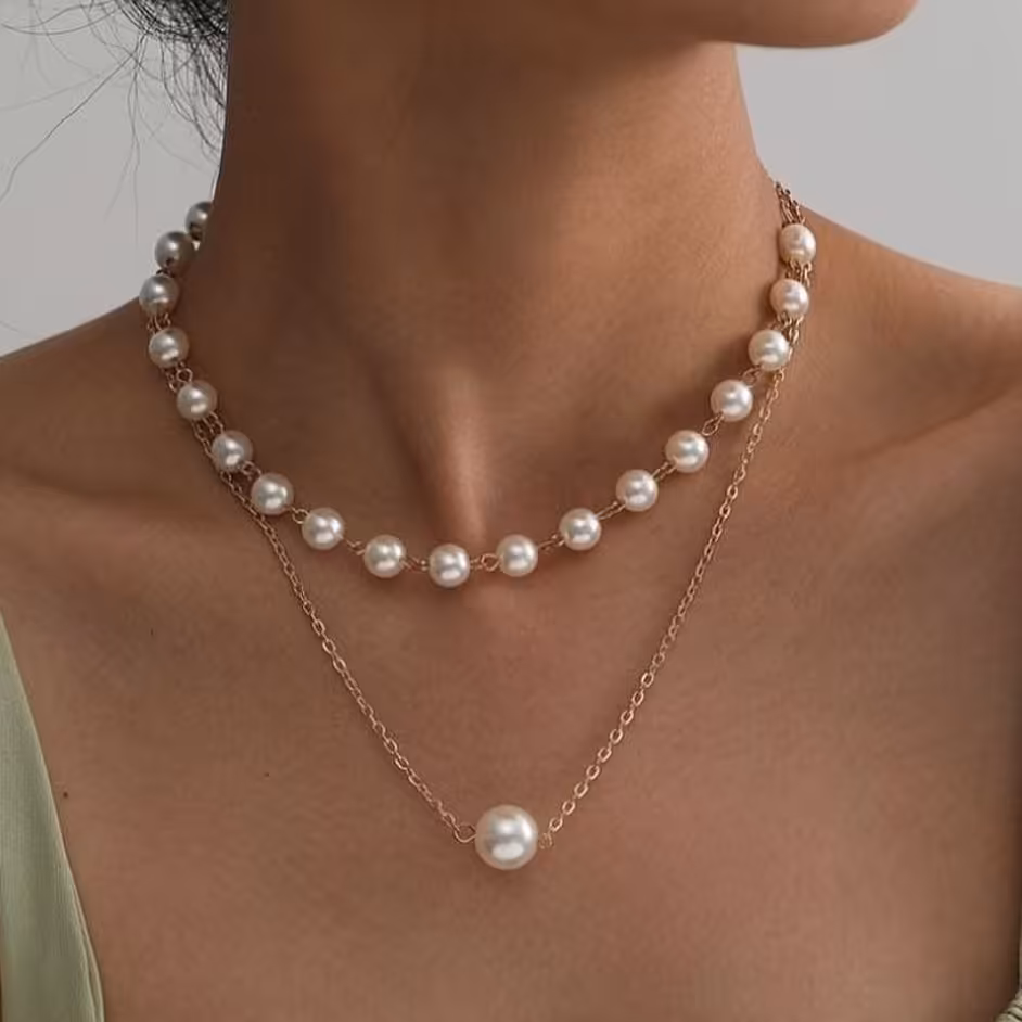 گردنبند 2لاین مرواریدی