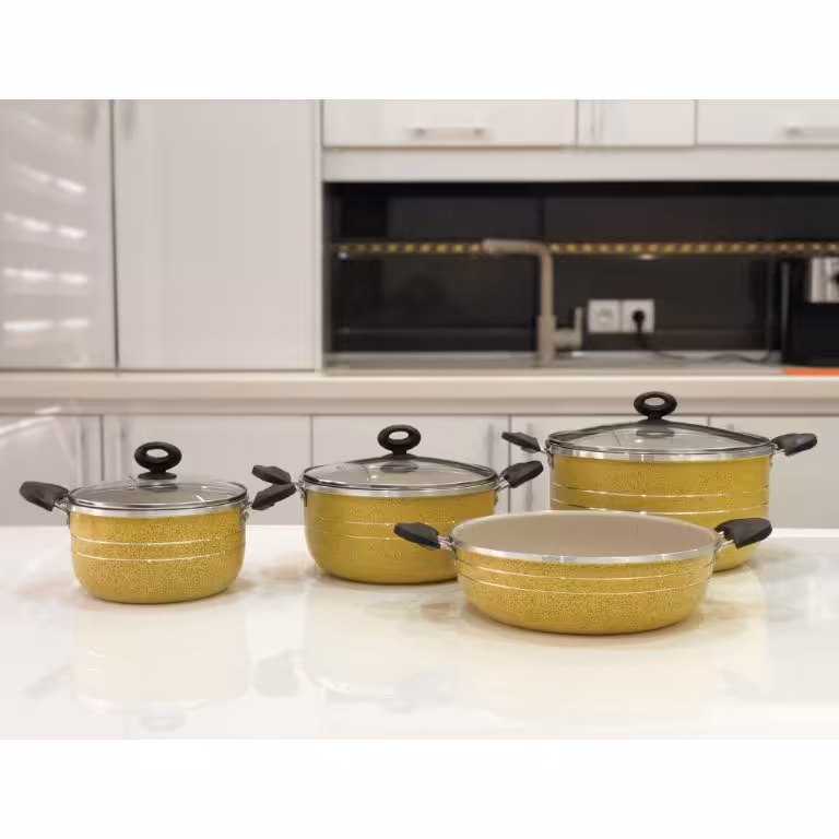 سرویس قابلمه و ماهیتابه گرانیتی هلنا 7 پارچه طرح چدن