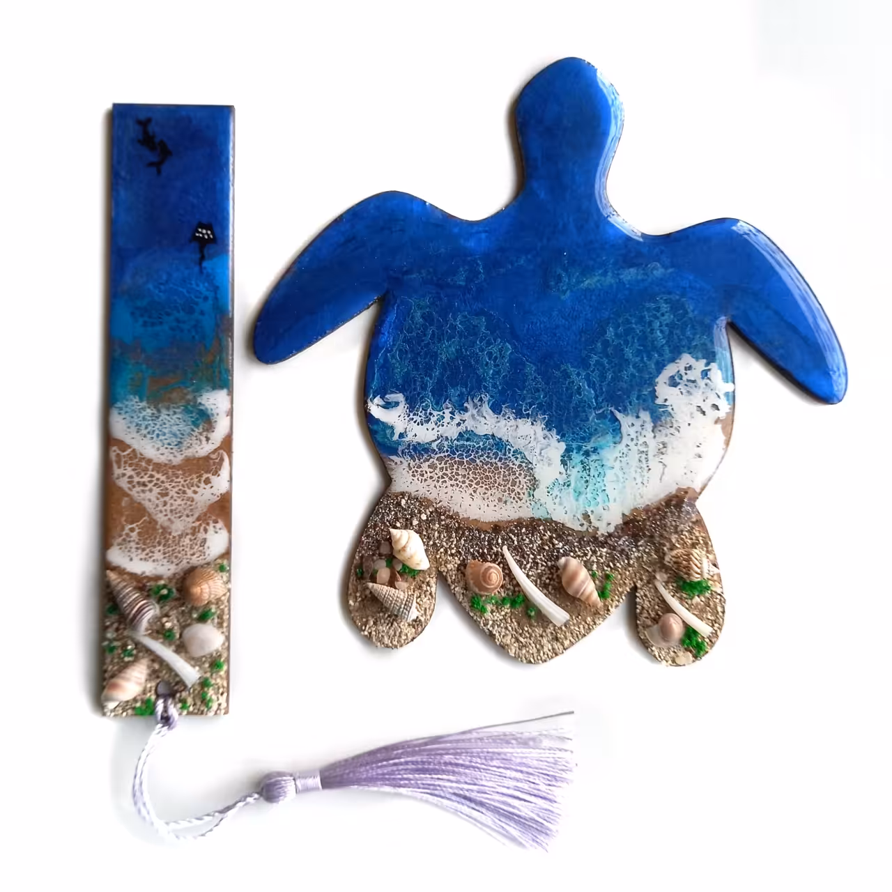 پک نشانگر کتاب و زیر لیوانی رزینی دریا کد pakzib001