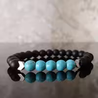 دستبند سنگ اونیکس مشکی مات فیروزه و هماتیت مردانه و زنانه 