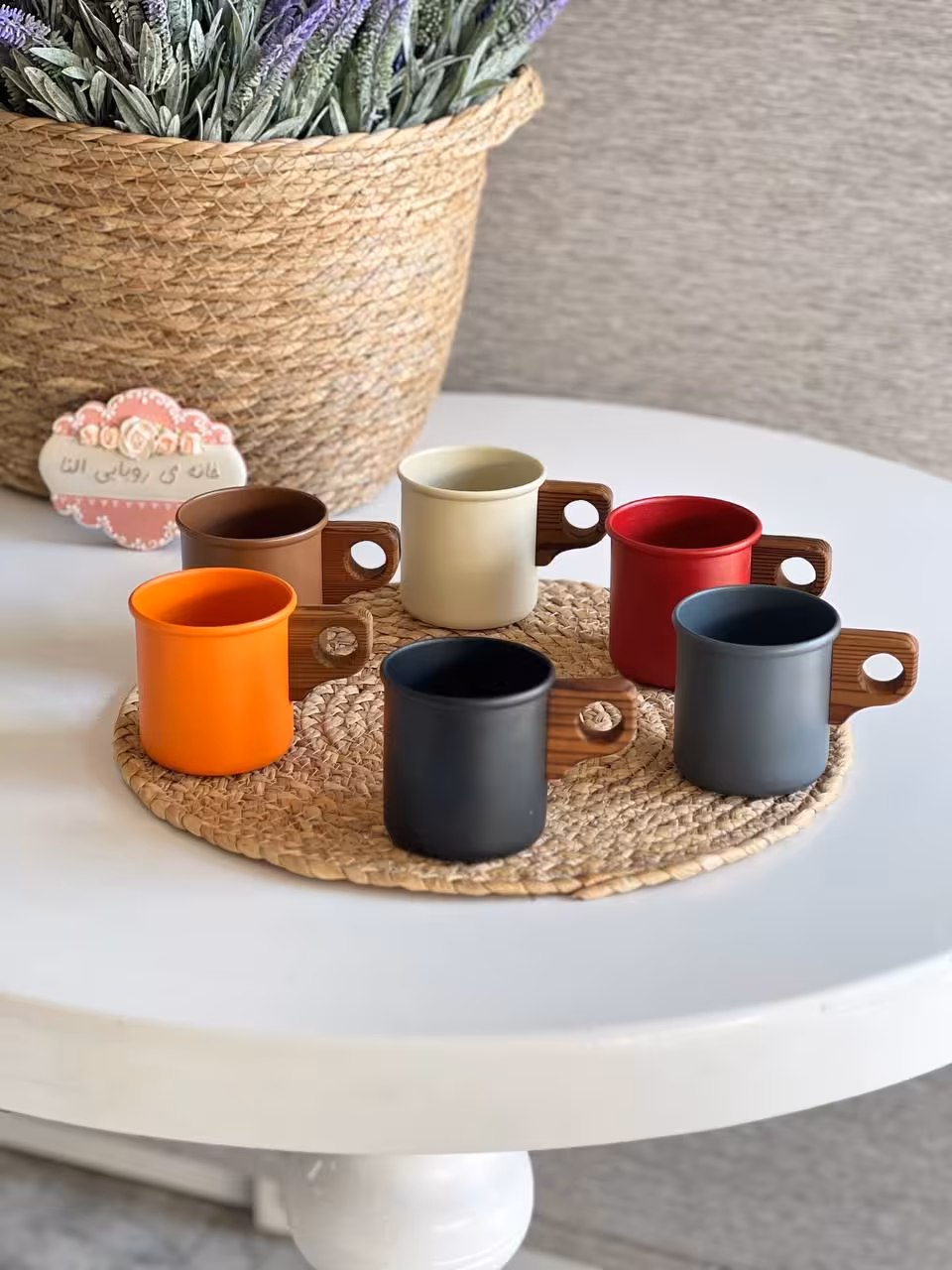ماگ لعابی دسته چوبی لایت مدل مات- 250 سی سی