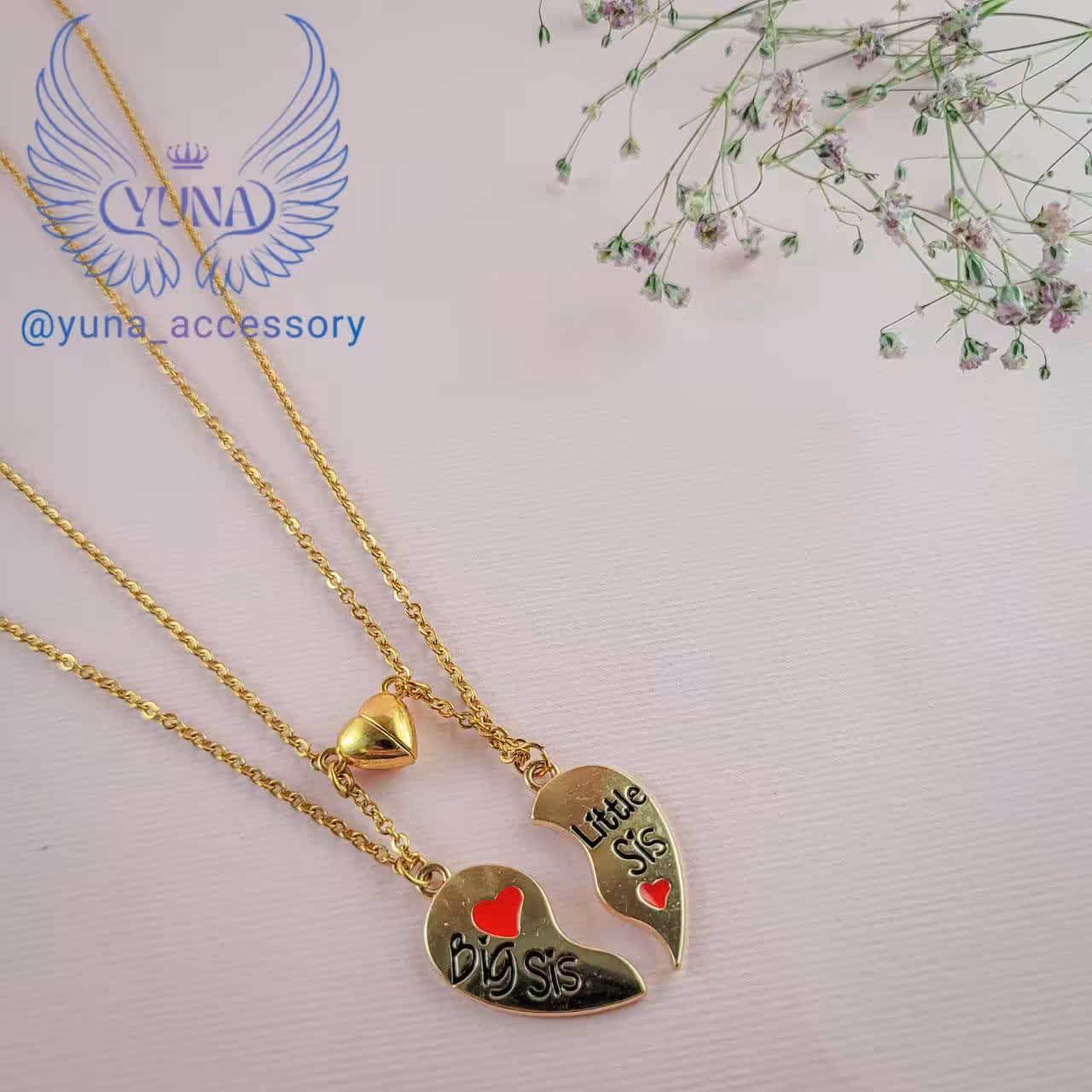 گردنبد ست قلبی طلایی با مگنت