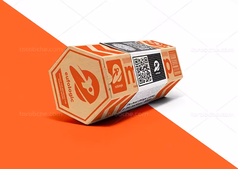 موکاپ جعبه شش ضلعی | گرافیک با طعم تربچه