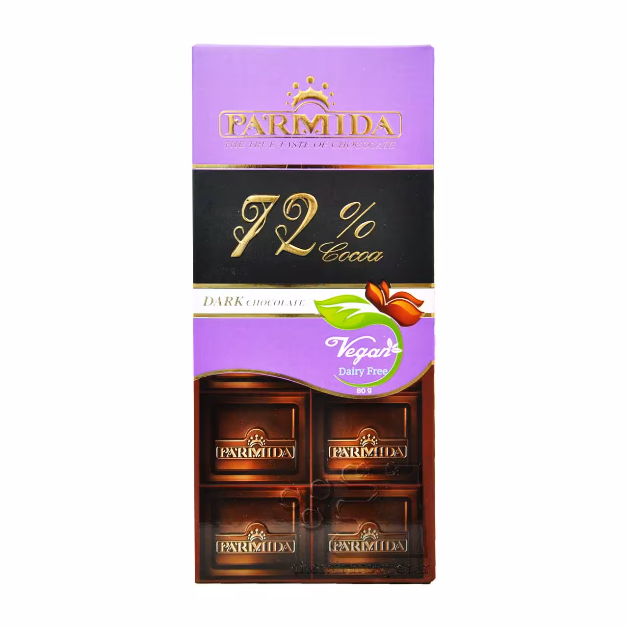 شکلات تلخ 72 درصد وگان 80 گرم پارمیدا - parmida