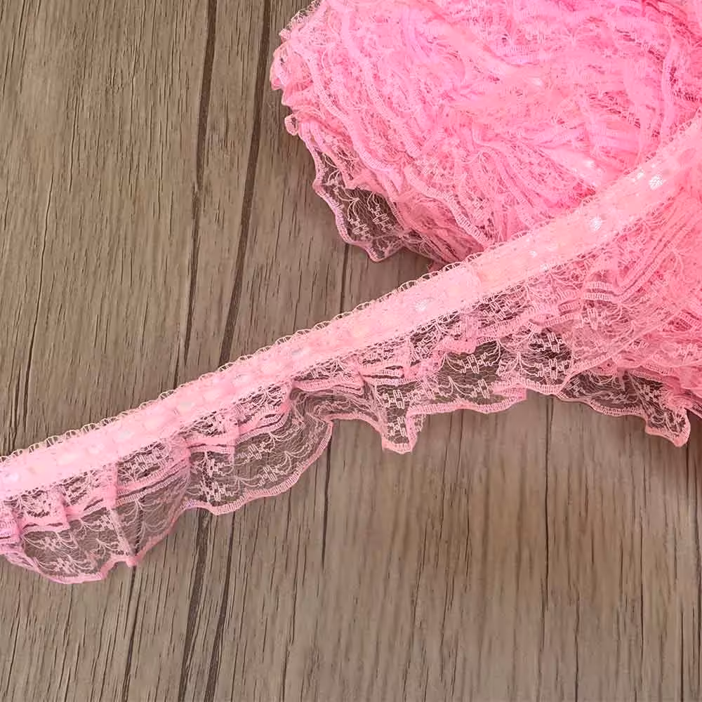 خرید نوار یراق توری کد 102 صورتی 4.5 سانت با طول 1 متر