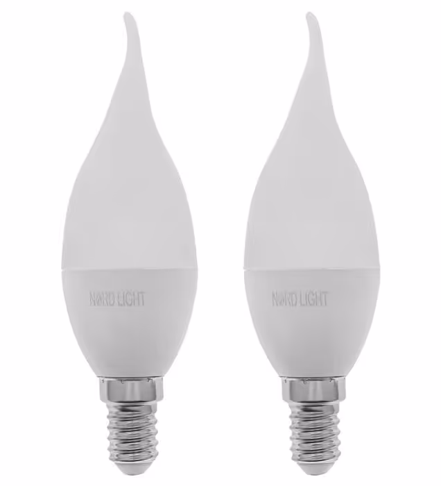 لامپ ال ای دی 7 وات نوردلایت مدل شمعی اشکی پایه E14 بسته 2 عددی