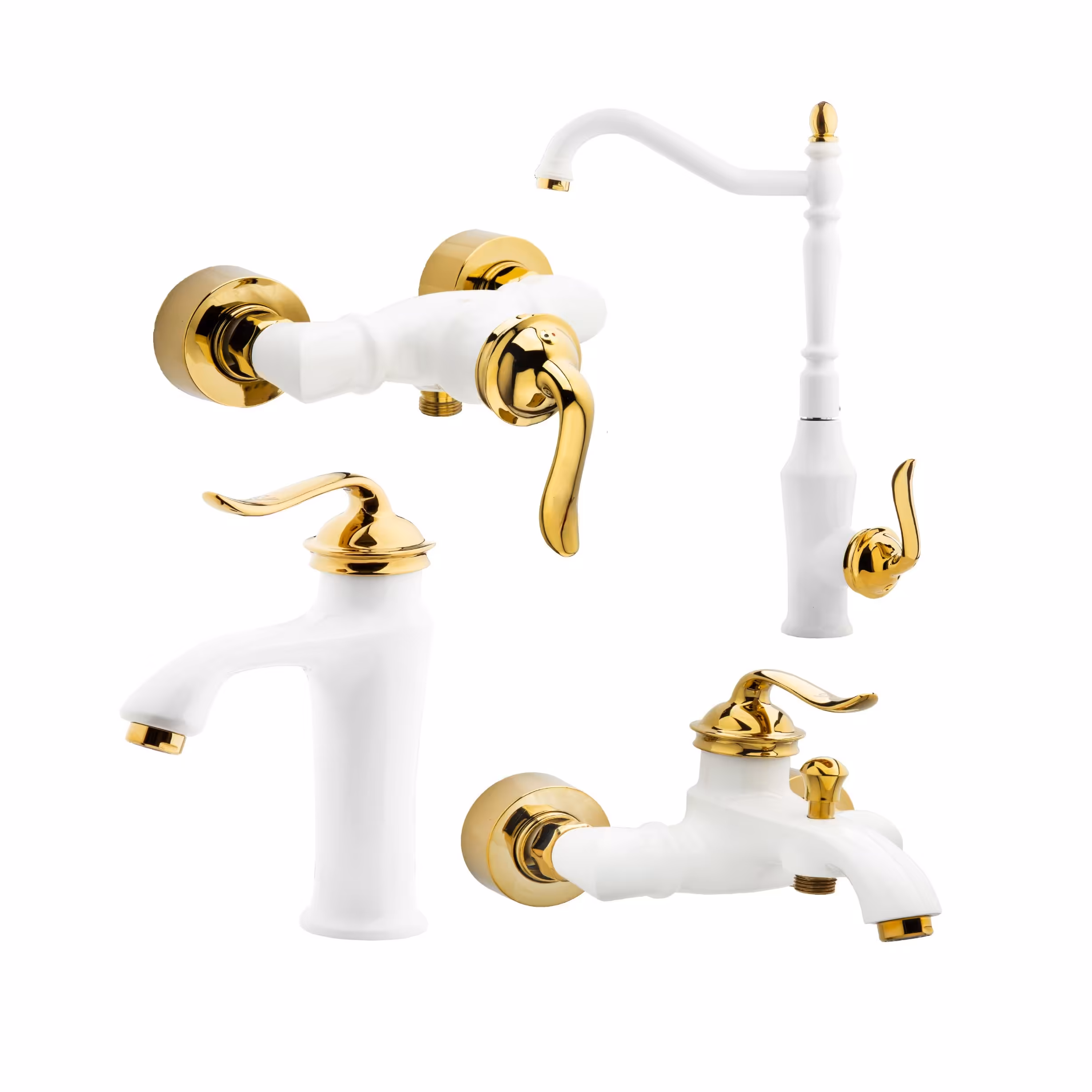 ست شیرآلات بامبو سفید طلایی