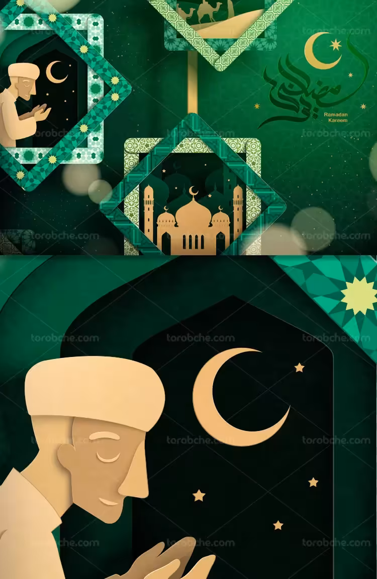 وکتور پس زمینه رمضان کریم | گرافیک با طعم تربچه