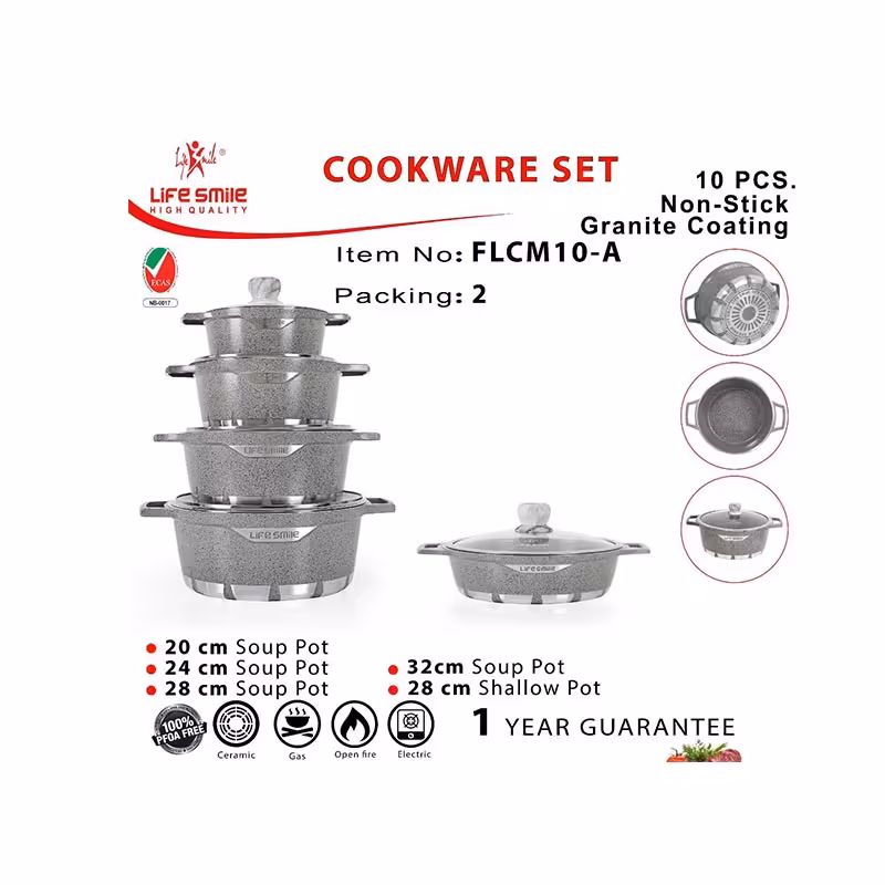 سرویس قابلمه گرانیتی 10 پارچه لایف اسمایل مدل FLCM10