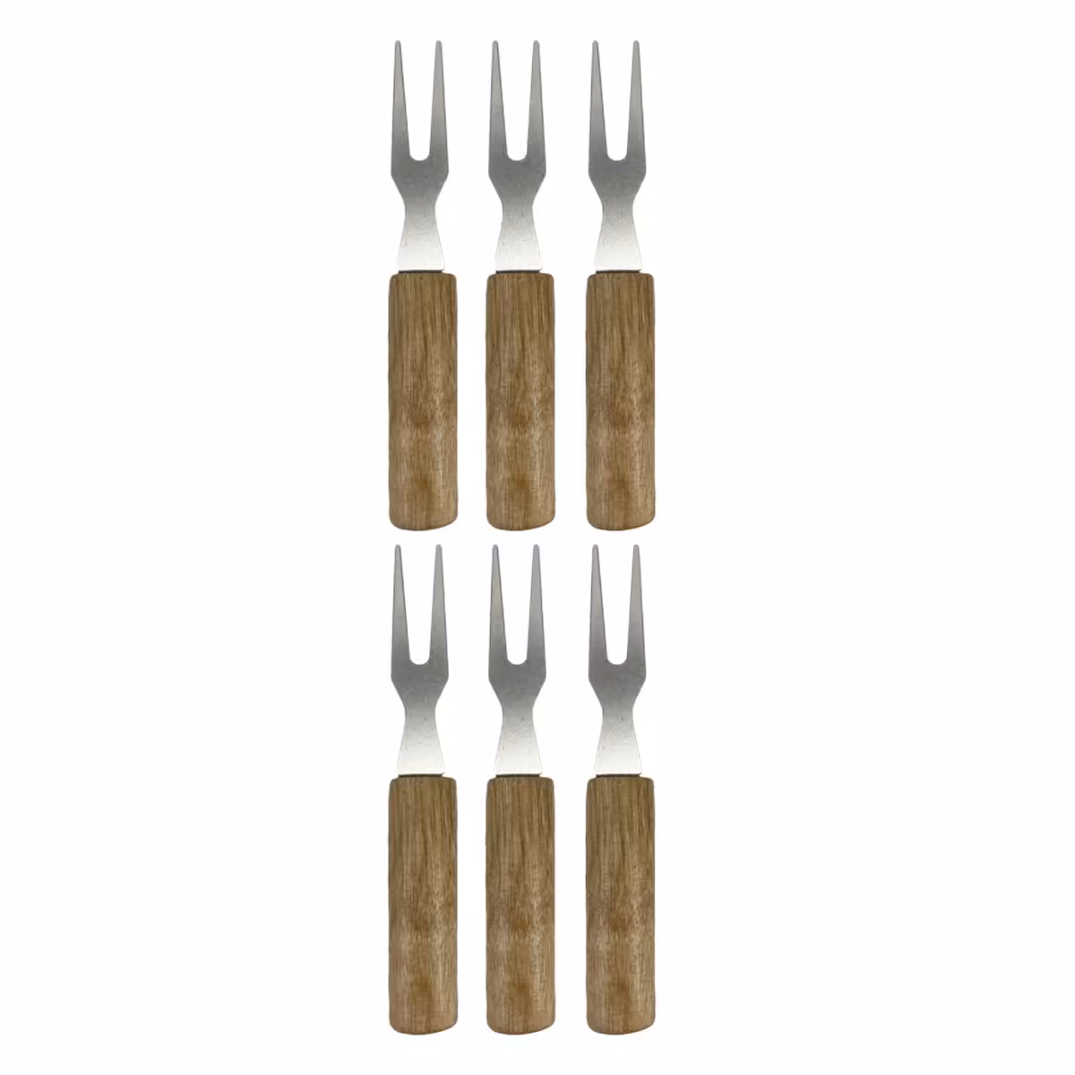 ست چنگال صبحانه مدل زیتون و خرما خوری دسته چوبی مجموعه 6 عددی
