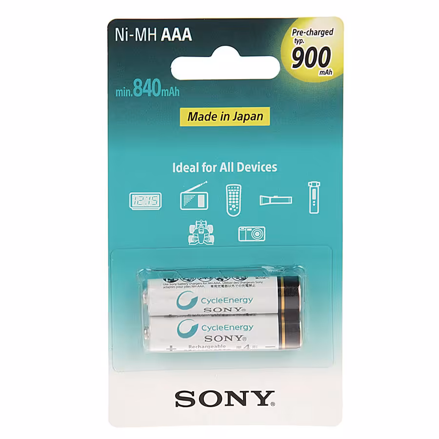 باتری قابل‌شارژ نیم‌قلمی سونی مدل NH-AAA B2GN بسته‌ی 2 عددی