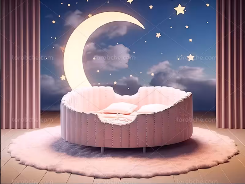 بک دراپ عکاسی کودک و نوازد با ماه و ستاره | گرافیک با طعم تربچه