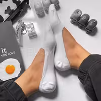 جوراب کالج نخ پنبه سفید سیلیکون دار فری سایز