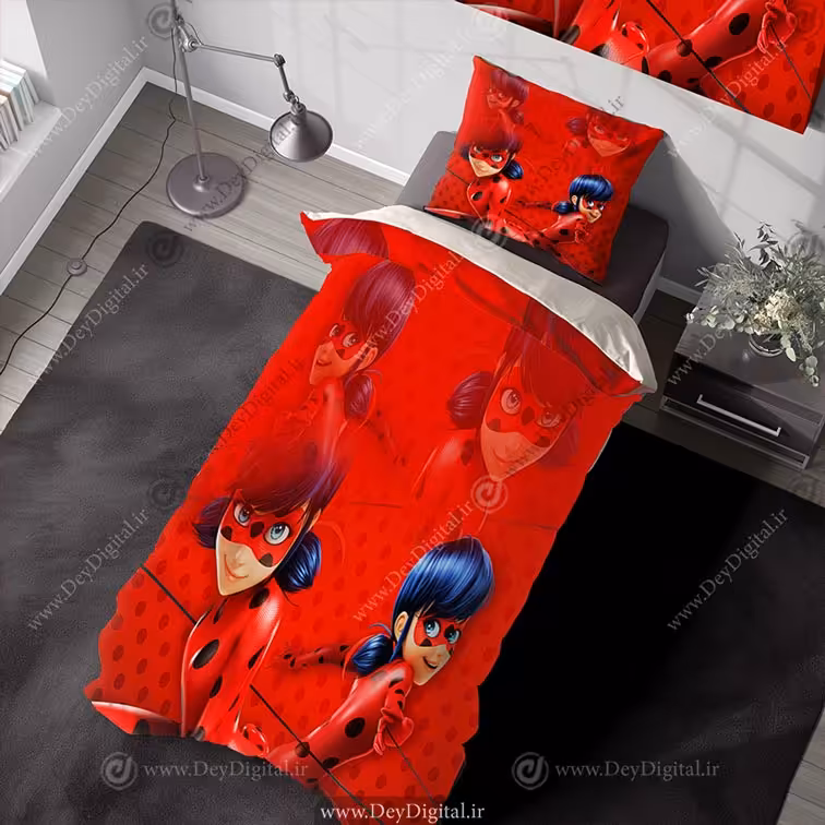 روتختی دخترانه سه بعدی کارتونی مدل دختر کفشدوزکی قرمز PK-3168