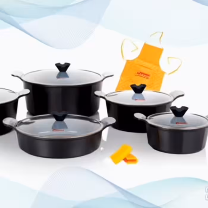 سرویس قابلمه چدن کاندیداصل10 پارچه(مشکی و نسکافه ای)