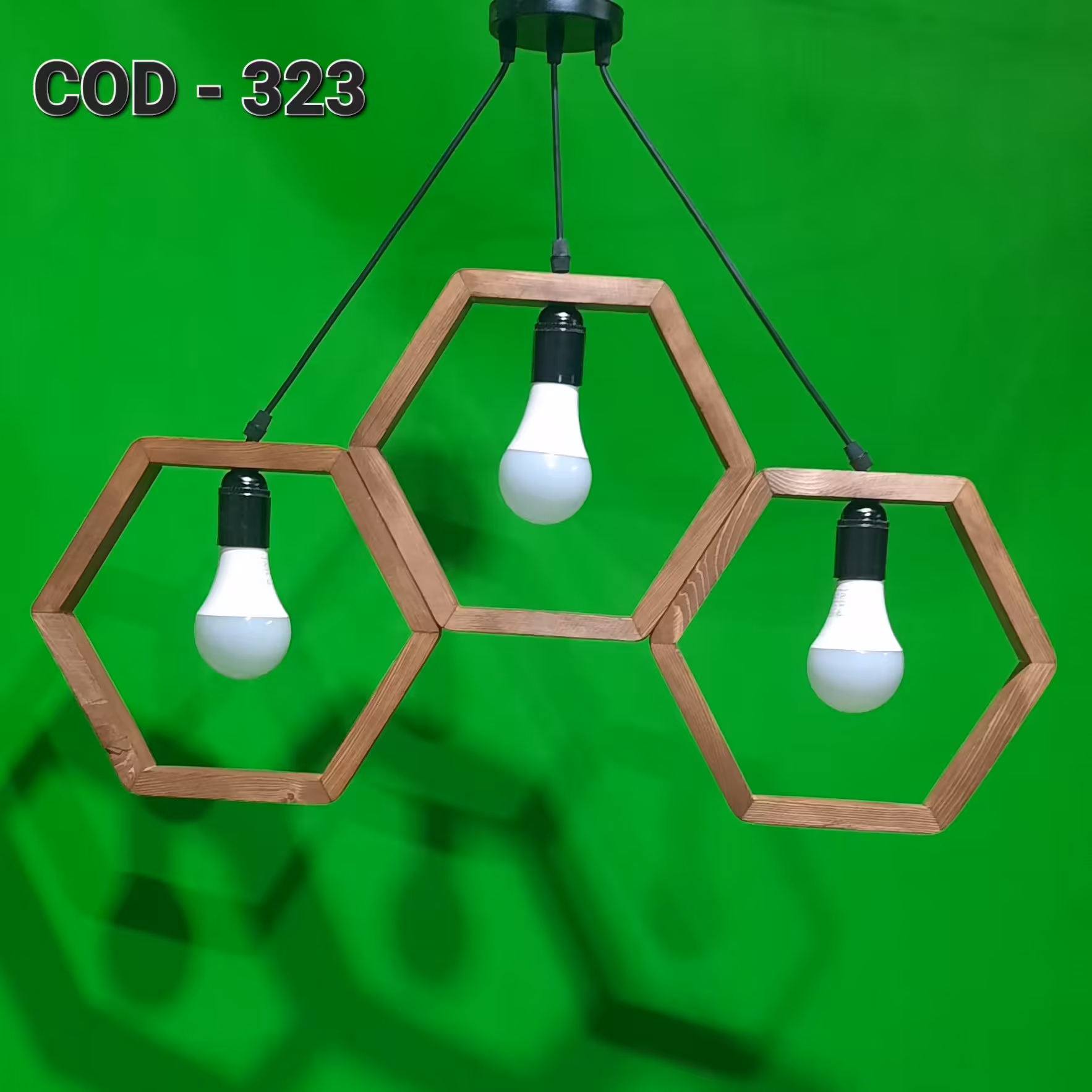 لوستر چوبی سه شعله مدل خطی