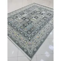 فرش ماشینی 1500 شانه گل برجسته اصل تراکم 4500 طرح ارسباران زمینه طوسی 12 متری جنس اکرولیک
