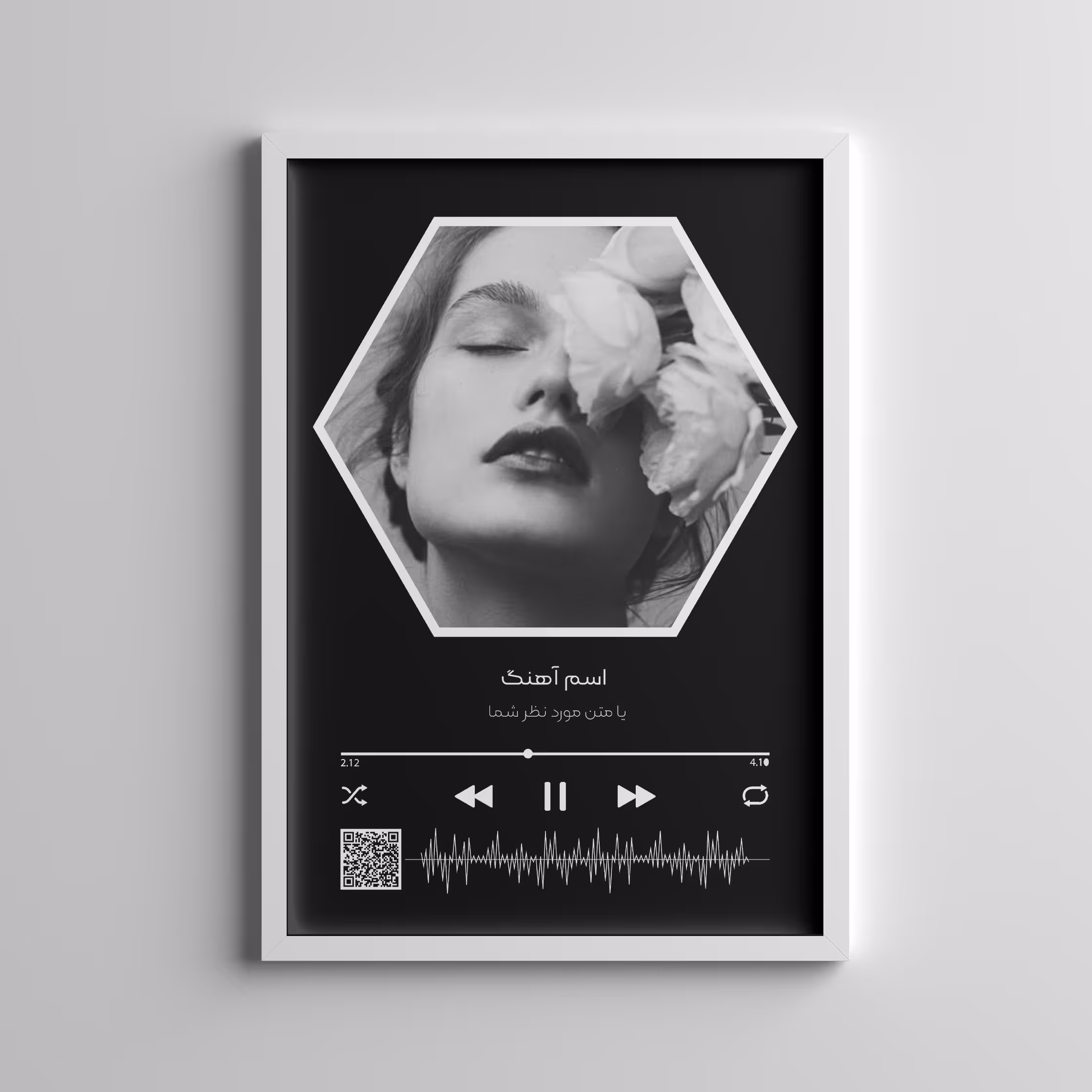 تابلو موزیک شش ضلعی (تابلوی پخش موزیک دلخواه شما) 20در30 (A4)
