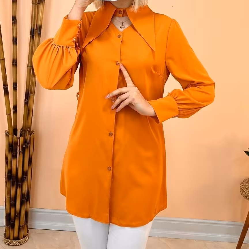 شومیز مجلسی کد 12750 پارچه الیزا درجه یک ترک رنگ آجری ارسال رایگان