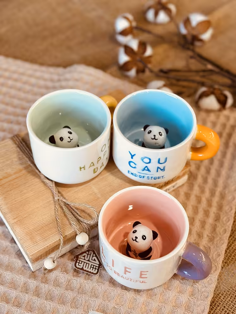 نیم ماگ داخل داخل رنگی پاندا کد001379