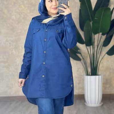 مانتو اسپرت زنانه جین مدل مانتو لی سیدان بغل دکمه