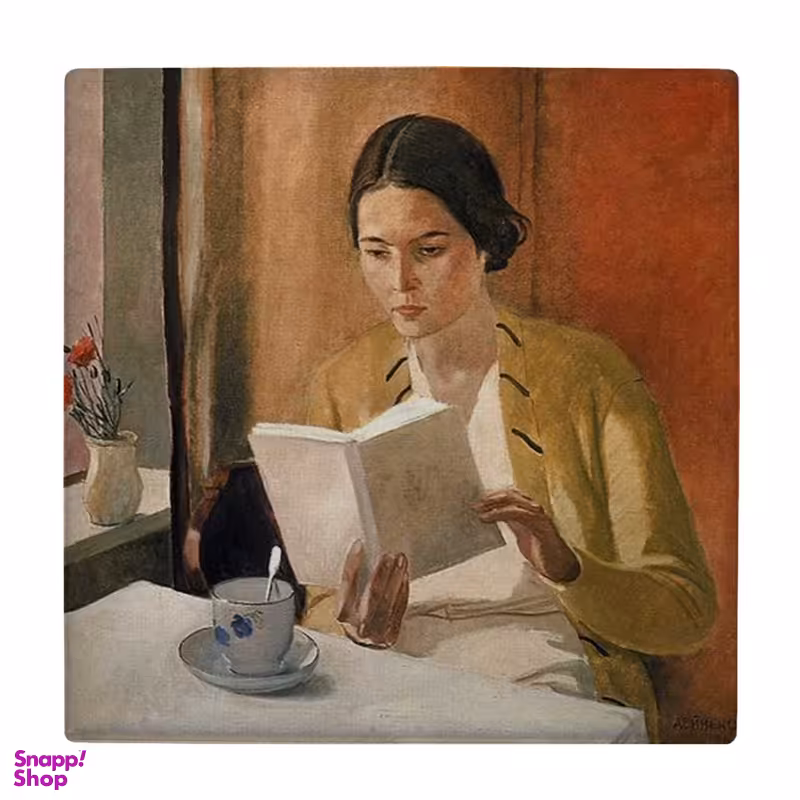 زیر لیوانی طرح بانوی کتابخوان کد 5862928_4382