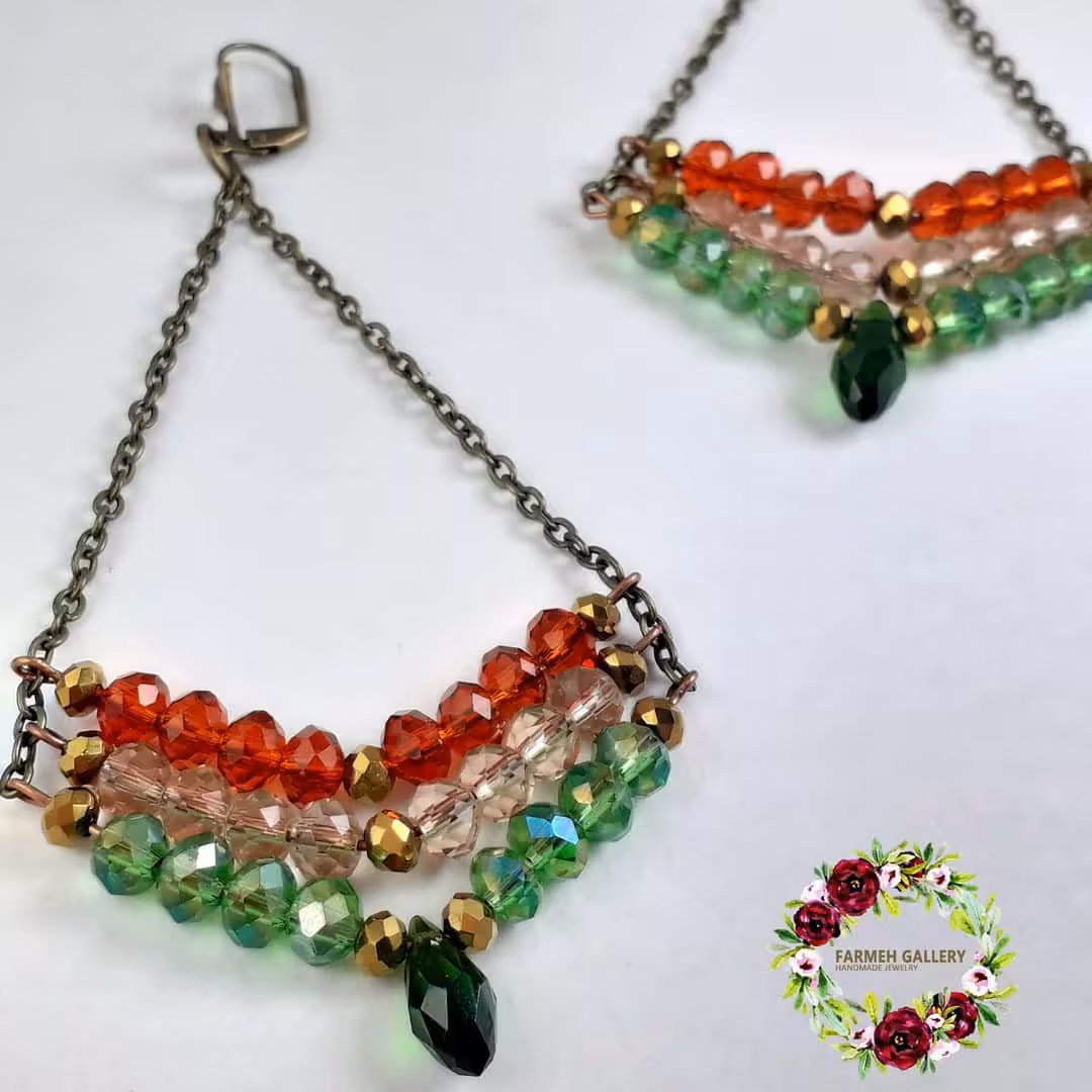 گوشواره زنجیری کریستالی بلند