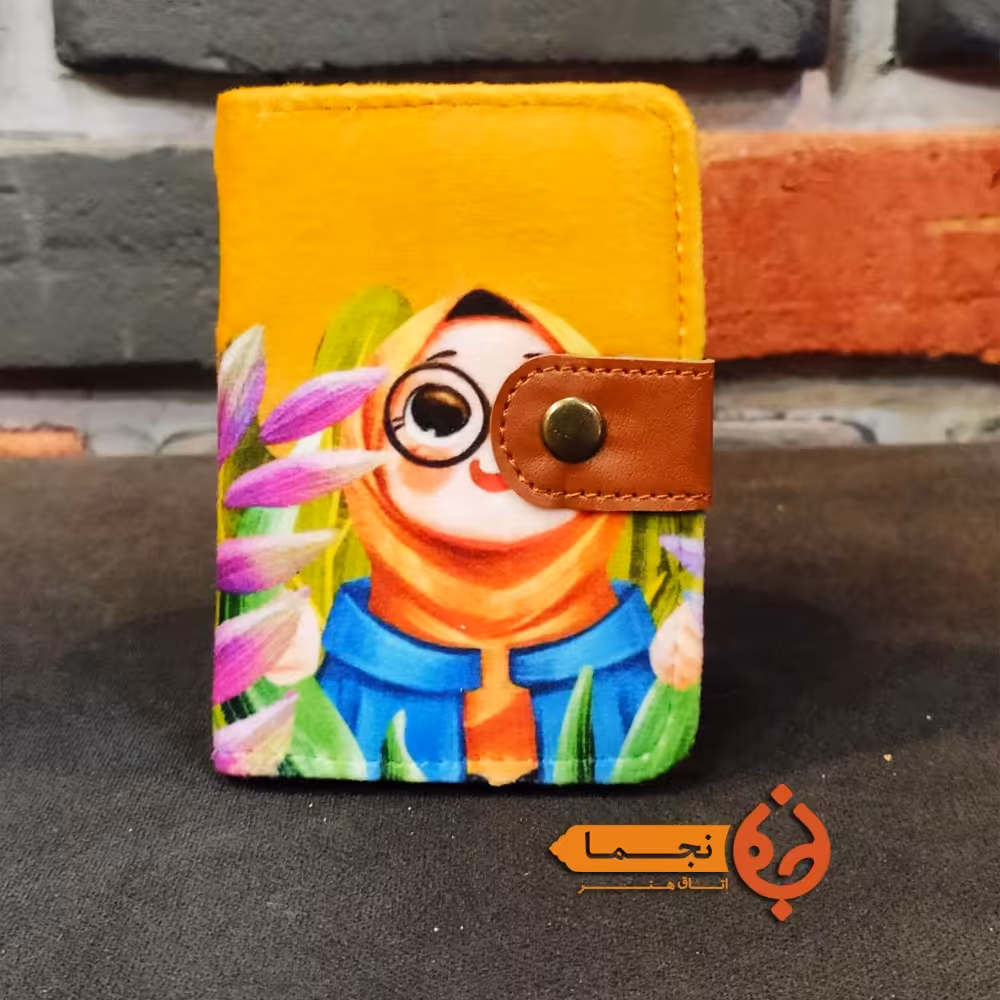 کیف جاکارتی دکمه دار مخمل کوبیده و چرم مصنوعی طرح دختر  کد D49