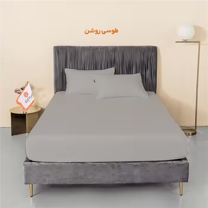سرویس ملحفه چیداری مدل میکرو دو نفره سه تکه 160در200 رنگ طوسی روشن