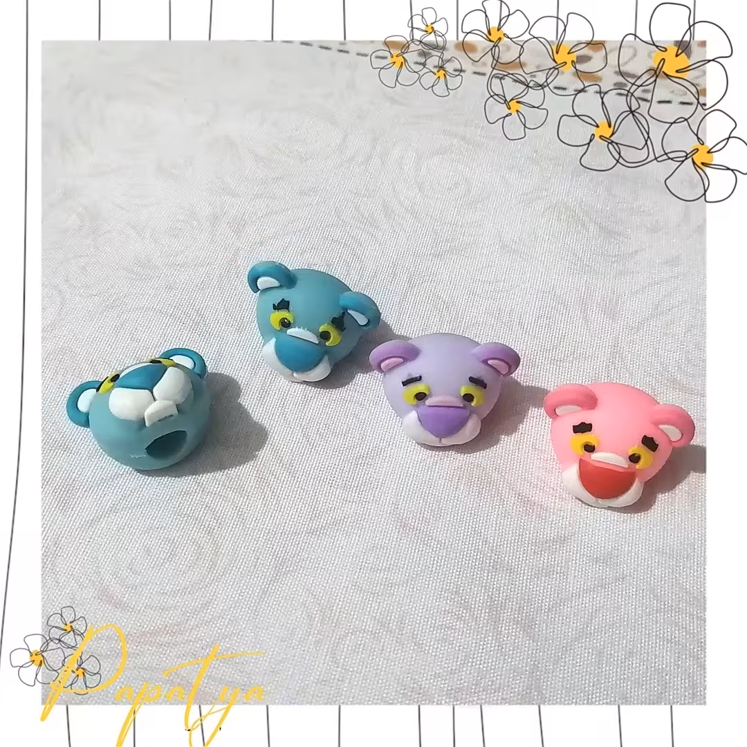 سر مدادی عروسکی فانتزی بسته 6 عددی رندوم جنس عروسکی سیلیکونی ارسال طرح و رنگ رندوم فنری ایموجی زرد و سفید و آبی رندوم