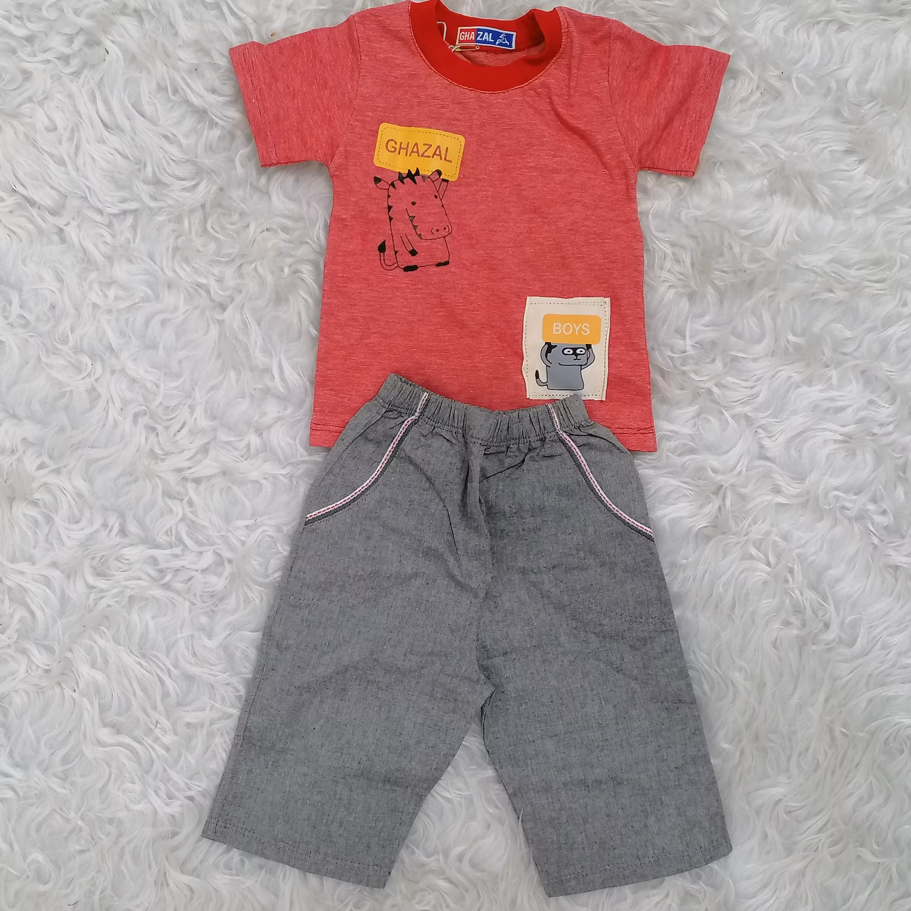 بلوز شلوارک کتون پسرانه سایز 35 رنگ قرمز 